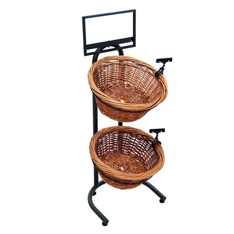 two tier round basket stand basket tiered basket stand rattan basket