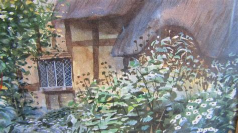 Anne Hathaways Cottage Watercolour Painting Original Vintage Framed