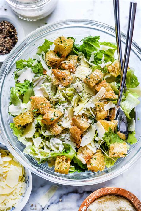 This Caesar Salad Recipe With Homemade Garlic Croutons And A Creamy