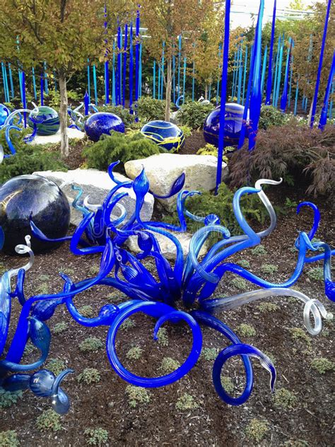 Abstract Blue Blown Glass Sculpture Garden Stock Image Image Of Contrast Aqua 36355115