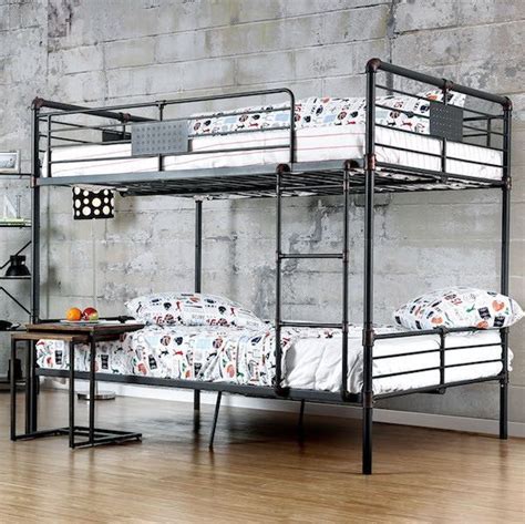 Brieson Industrial Full Over Full Mental Bunk Bed Bunk Beds With
