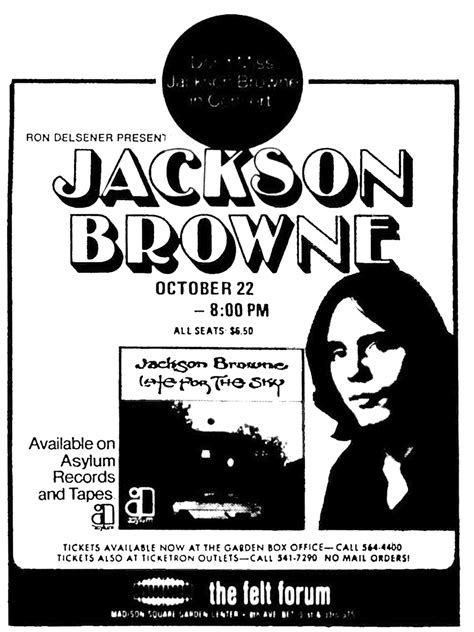 Oct 22 1974 Jackson Browne At Felt Forum New York New York United