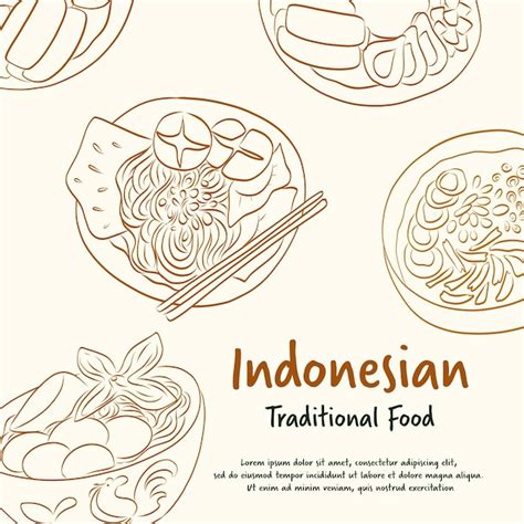 Premium Vector Hand Drawn Traditional Indonesian Food Set Illustrated