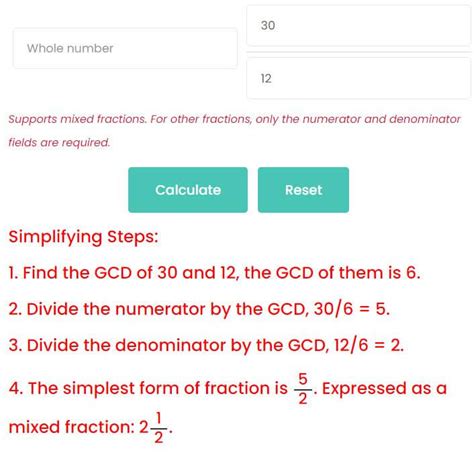 Simplifying Fractions Calculator With Steps Support Mixed Fractions