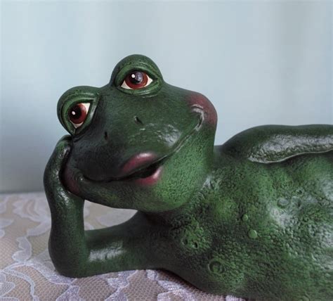 Ceramic Frog Figurine Frog Garden Decor Frog For Garden Etsy