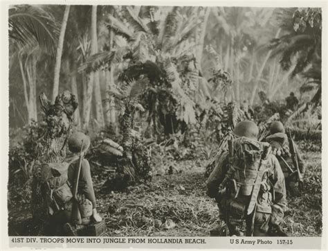 41st Infantry Division Troops Marching Into A Jungle New Guinea 1944