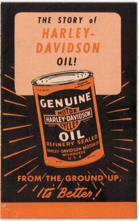 Harley Davidson Motorcycle Oil Ad Pamphlet Harley Davidson Oil