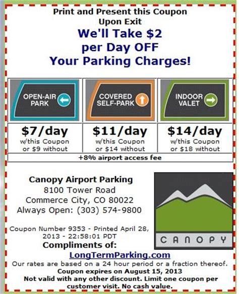 Thank you for choosing shopra to help you find the best canopyairportparking.com coupon codes. Dia Canopy Parking & Den Airport Parking Susan G Komen ...