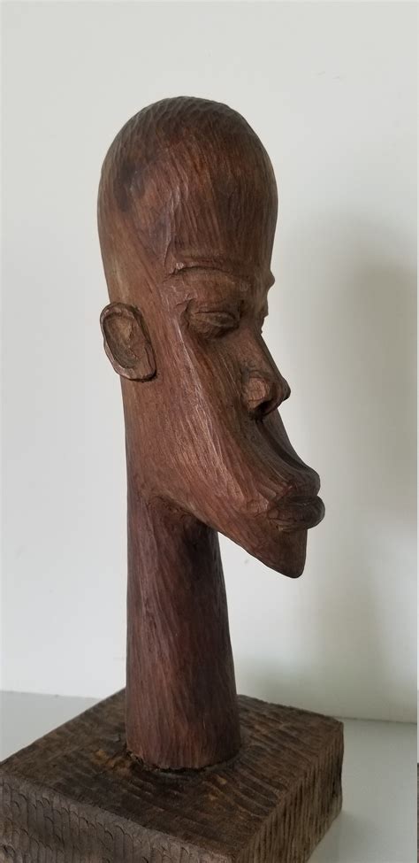 Vintage Hand Carved Wood African Male Bust Sculpture Etsy