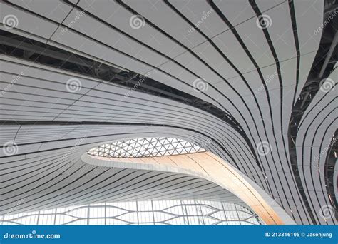 Architecture Of Modern Terminal Building With Grid Skylight Stock Image