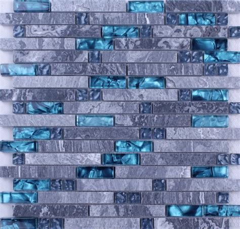 Grey Stone With Crystal Mosaic Tile Sheets Kitchenback Splash N008