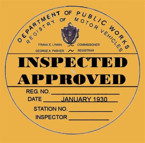 1930 Massachusetts Inspection Sticker Bob Hoyts Classic Inspection