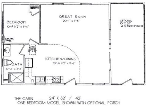 One Bedroom Model 24 X 32 View Floor Plan 16 X 32 Cabin Floor