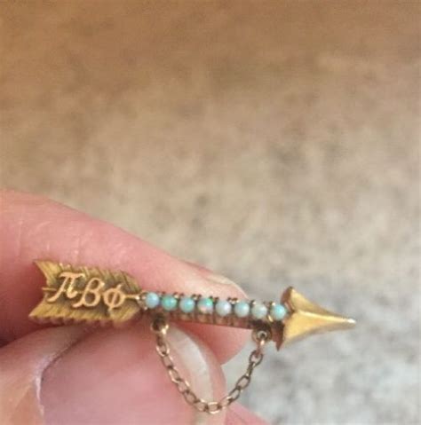 Vintage 1940s 10k Gold Pi Beta Phi Fraternity Arrow Pin With Opals B