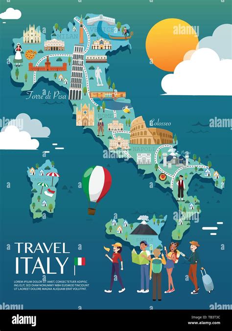 Map Of Italy Attractions Vector And Illustration Stock Vector Image