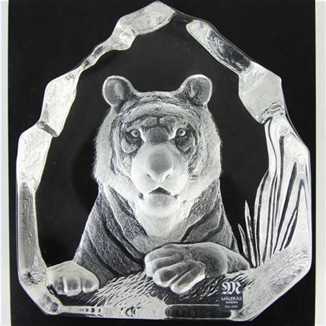 Clear Etched Tiger Sculpture By Mats Jonasson Maleras Scandinavian