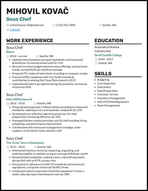 7 Chef Resume Examples To Get You Hired In 2023