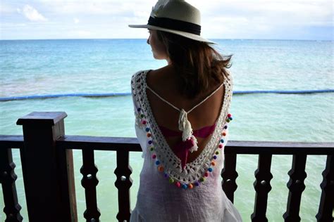 At Sanctuary Cap Cana Resort Wearing Shein Panama Hat Pom Pom Cover Up