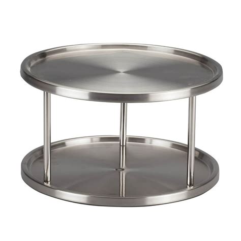 Stainless Steel 2 Tier Lazy Susan Turntable 105 Inch Rotating 360