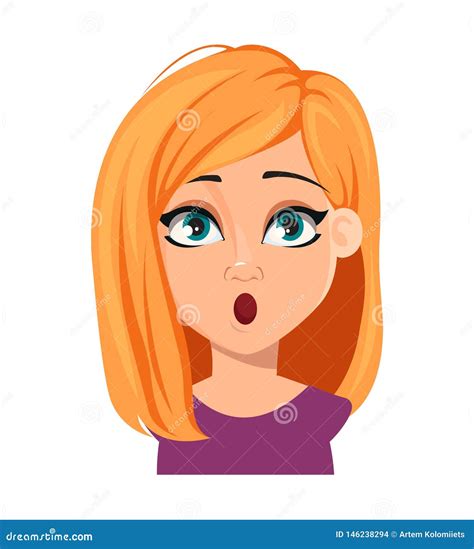 Facial Expression Of Cute Woman With Blonde Hair Stock Vector Illustration Of Astonished