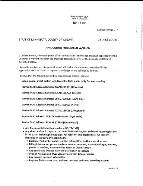 Read: Search warrants unsealed in Adam Fravel murder case | Minnesota