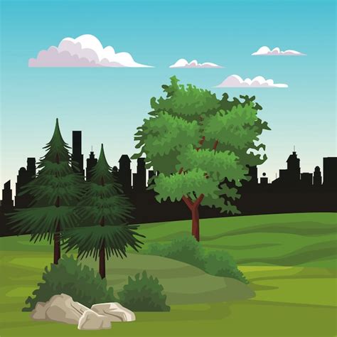 Premium Vector Beautiful Landscape Scenery Cartoon