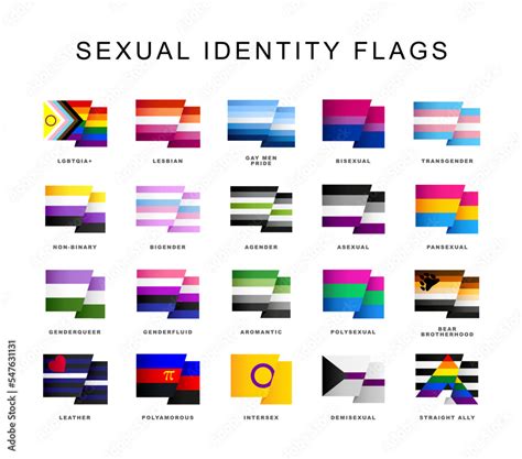 Vektorová Grafika „lgbt Symbols Flags Of Sexual Identification A Set Of Colorful Logos Of Lgbt