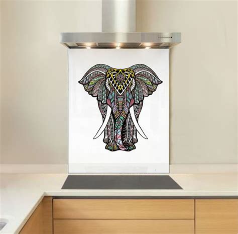 Indian Elephant Mandala Glass Splashback Glass Splashback
