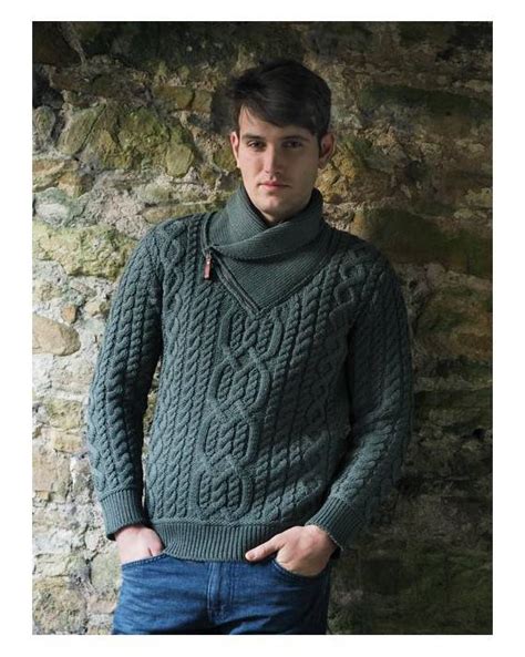 Explore our wide range of wool and yarn for knitting and crochet at hobbycraft. Men Wool Sweater With Zip Neck Irish Shawl Aran Knit ...