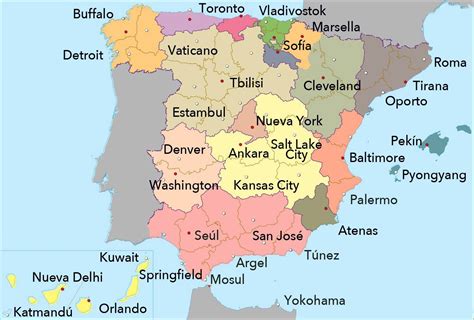 Cidades En Misma Latitud Que España Map Of Spain Map World Cities