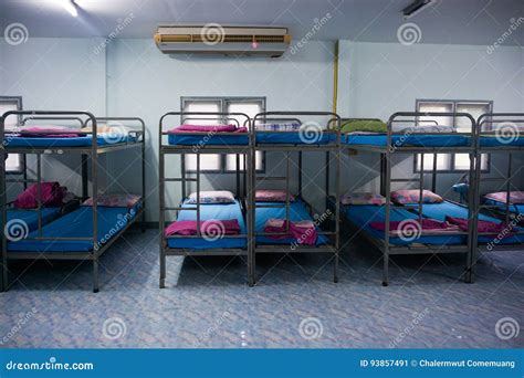 A Row Soldier Bunk Beds Stock Image Image Of Hostel 93857491