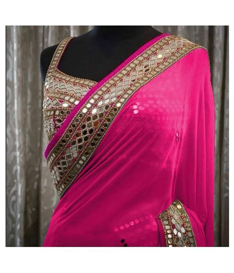 meera fashion pink georgette saree buy meera fashion pink georgette saree online at low price