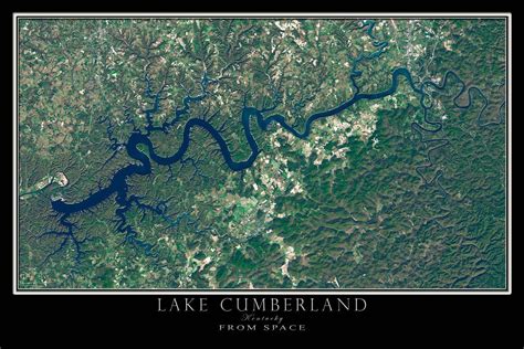 The Lake Cumberland Kentucky Satellite Poster Map Lake Cumberland Kentucky Lake Cumberland