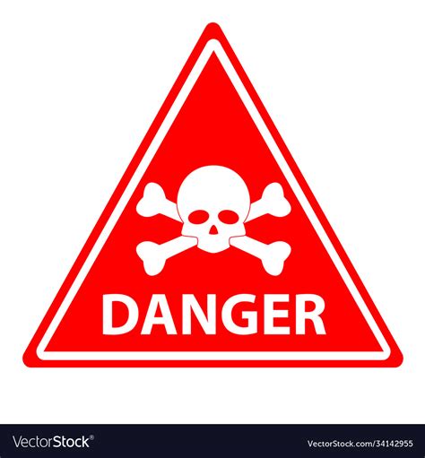 Red Danger Skull Crossbones Warning On White Vector Image
