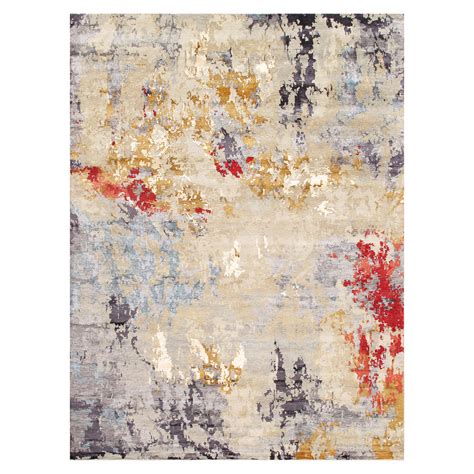 Modern Collection Hand Knotted Silk Wool Area Rug Multi 810