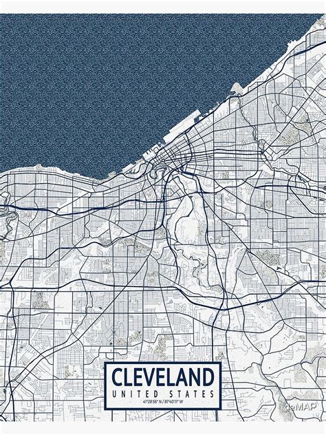 Cleveland City Map Of Ohio Usa Coastal Poster By Demap Redbubble