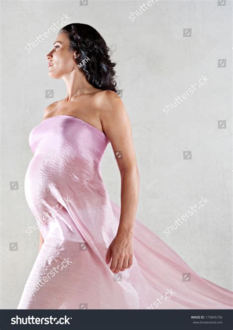 Profile Portrait Attractive Powerful Strong Pregnant Stock Photo