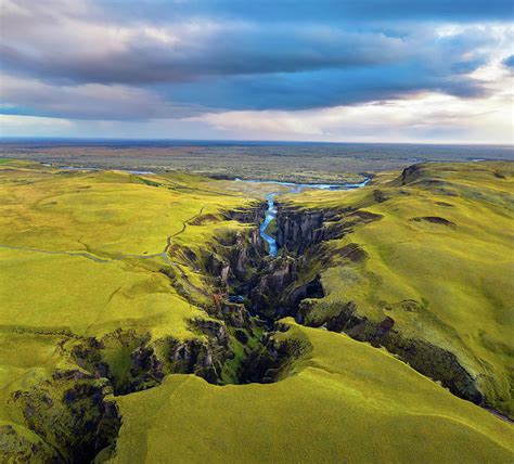 Aerial View Of Fjadrargljufur Canyon In Iceland Photograph By Miroslav