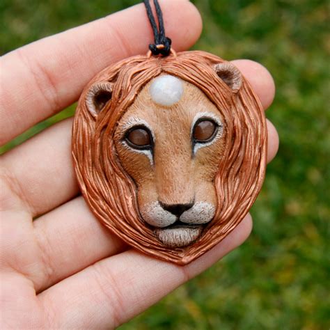 Lion Polymer Clay Pendant Lion Clay Spirit Animal Lion Etsy