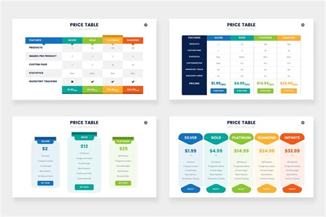 Pricing Table Infographics Infograpia