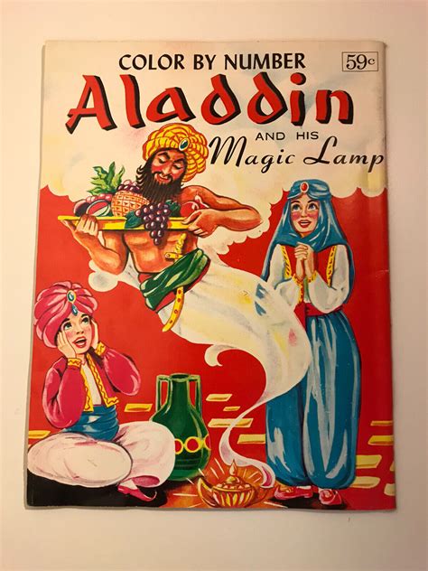 Vintage Color By Number Aladdin And His Magic Lamp Unused Coloring Book