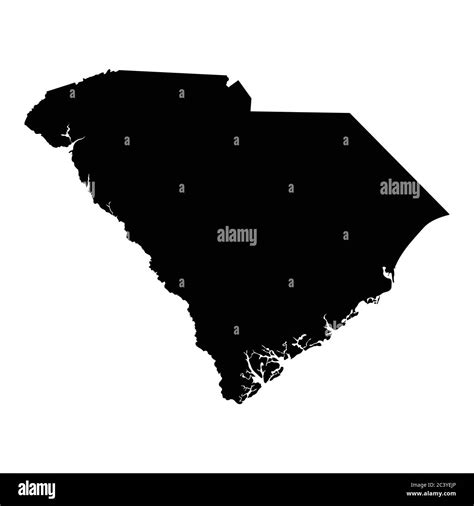 South Carolina Sc State Map Usa Black Silhouette Solid Map Isolated