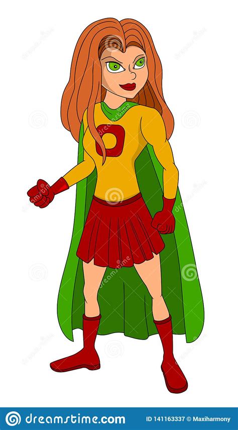 Cartoon Of A Young Female Action Hero Stock Vector