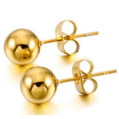 Pair Lot Gold Color Surgical Ball Earring Stainless Steel Ball Studs Earrings For Women With