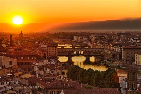 Photograph Florence Arno River And Ponte Vecchio At Sunset Italy By
