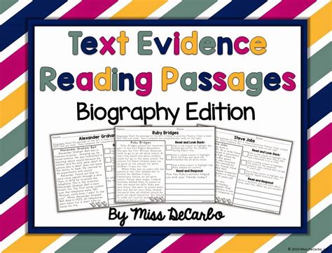 A because that is what the story states!! Text Evidence Reading Passages: BIOGRAPHY Edition! - Miss ...
