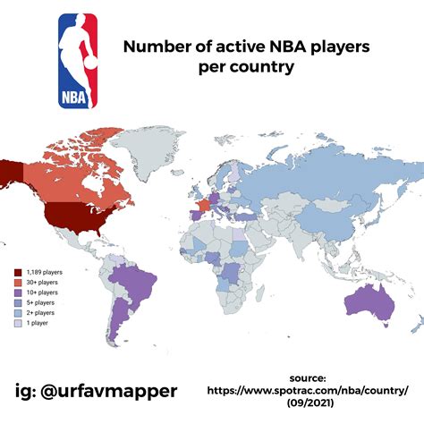 Number Of Active Nba Players Per Country Rmaps