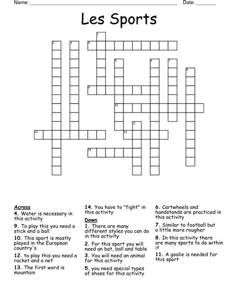 Sports Crossword Puzzles With Answers Check Spelling Or Type A New