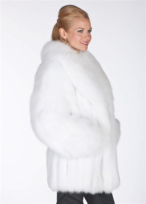 White Fox Fur Jacket Shawl Collar Madison Avenue Mall Furs