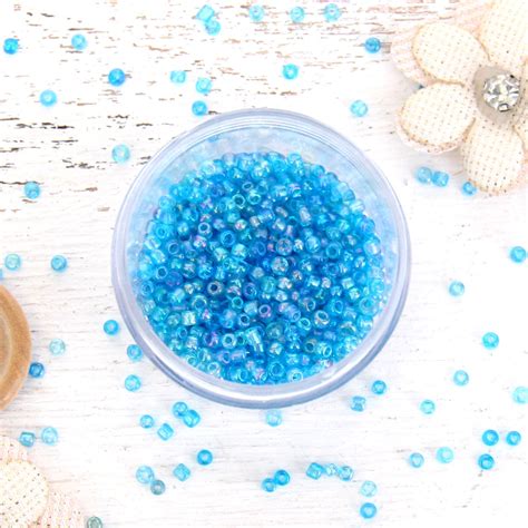 Threadart Aqua Glass Seed Beads Size 12 Round 12g Per Pack Approx
